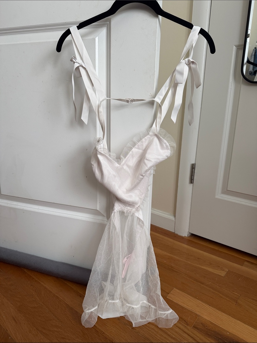 Victoria's Secret Sheer Ivory Tie-Shoulder Chemise